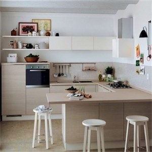 Minimalist Modular Waterproof Wood Veneer Kitchen Cabinet